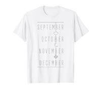 Settembre Ottobre Novembre Dicembre Linea dei Mesi BER Maglietta