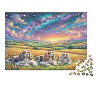 Setter - Carta resistente - Tre cani nel campo sotto il cielo stellato - Puzzle - Arredamento casa da collezione - 38x26cm/1000 pezzi