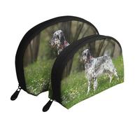 Setter inglese Animali domestici da prato Cani Setter inglese, Borsa per trucco a conchiglia Portamonete da donna Borsa da toilette piccola Borsa per cosmetici 2 pezzi