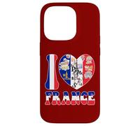 Settimana della lingua francese I Love Paris I Love France Bandiera a forma di cuore Custodia per iPhone 14 Pro