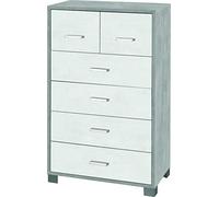 Settimino alto da camera sei cassetti Cemento Bianco 70x41x h112 cm