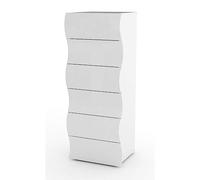 Settimino Moderno 6 Cassetti Onda Bianco Lucido