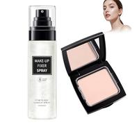 Setting Powder+Makeup Setting Spray,Tenuta a lunga durata - Controllo del sebo - Copertura - Effetto opaco - Applicazione rapida - Leggero e traspirante - Adatto a tutti i tipi di pelle