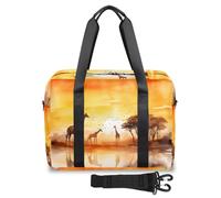 Setting Sun, borsone da viaggio con giraffa africana, per donne e uomini, borsa da viaggio per il fine settimana, 32 l, grande, borsa da cabina per sport, palestra, yoga, Colore, 32L, Organizer per