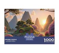 Setting Sun Shines on The Lake 1000 Pezzi Cartoncino Premium Puzzle Moss-covered Cottages Immagini Vibranti Gioco Creativo Puzzle Per Adulti E Bambini 38x26cm/1000pcs