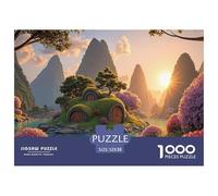 Setting Sun Shines on The Lake 1000 Pezzi Cartoncino Premium Puzzle Moss-covered Cottages Sfida Unica Gioco Creativo Puzzle Decorazioni Per La Casa 52x38cm/1000pcs