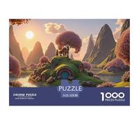 Setting Sun Shines on The Lake 1000 Pezzi Cartone Robusto Puzzle Moss-covered Cottages Immagini Vibranti Gioco Creativo Puzzle Per Bambini 52x38cm/1000pcs