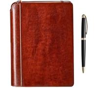SETTINI® Diario a righe, set regalo classico per scrittura, copertina rigida, in pelle vegana, include penna di lusso in un unico portapenne, 192 pagine, formato A5, regalo per la festa del papà