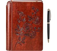 SETTINI Flower Journal - Diario con copertina rigida in pelle vegana, portapenne unico, a righe, 192 pagine, 16 x 21,3 cm, in confezione regalo, penna inclusa, regalo per scrivere e viaggiare