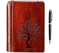 SETTINI® Set regalo con diario dell'albero della vita, copertina rigida in pelle vegana, portapenne unico, a righe, 192 pagine, 15,2 x 21,6 cm, penna per scrivere e viaggiare, regalo di compleanno