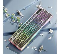 SEUNKWANG EWEADN F98 Tastiera retroilluminata con cavo, tastiera USB per computer con display e manopola intelligenti, layout 96%, tastiera ergonomica silenziosa con 7 colori, compatibile con Mac