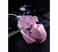 SEUNKWANG EWEADN G5 Mouse da gioco cablato, mouse ergonomico RGB per computer, DPI regolabile 12800, 9 pulsanti macro programmabili con tasto Rapid Fire, compatibile per PC/laptop/Windows, rosa