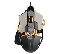 SEUNKWANG EWEADN G5 Mouse da gioco cablato, mouse ergonomico RGB per computer, DPI regolabile 12800, 9 pulsanti macro programmabili con chiave Rapid Fire, compatibile per PC/laptop/Windows, grigio
