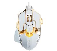 SEUNKWANG EWEADN G5 Mouse da gioco cablato, mouse ergonomico RGB per computer, DPI regolabile 12800, 9 pulsanti macro programmabili con chiave Rapid Fire, compatibile per PC/laptop/Windows, bianco