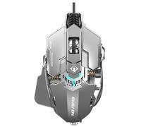 SEUNKWANG EWEADN G5 Mouse da gioco cablato, mouse ergonomico RGB per computer, DPI regolabile 12800, 9 pulsanti macro programmabili con chiave Rapid Fire, compatibile per PC/laptop/Windows, grigio e