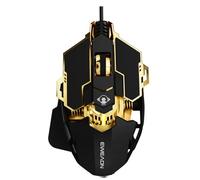 SEUNKWANG EWEADN G5 - Mouse da gioco con cavo, ergonomico RGB, DPI regolabile 12800, 9 pulsanti macro programmabili con tasto Rapid Fire, compatibile per PC/laptop/Windows, nero e oro