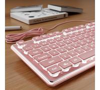 SEUNKWANG EWEADN GX710S - Tastiera per computer retroilluminata, con cavo USB retroilluminato bianco, pannello in metallo, Plug and Play, tasti budino, tastiera per computer full size, per