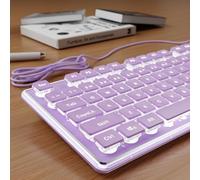 SEUNKWANG EWEADN V3 - Tastiera per computer retroilluminata V3, con cavo USB retroilluminato bianco, pannello in metallo, Plug and Play, tasti budino, tastiera per computer full size, per