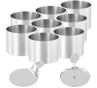 SEUNMUK 10 anelli rotondi per torte in acciaio inox, 7,5 x 5,5 cm, con pressa per alimenti e spatola, per crumpet, cheesecake, pasticceria, dessert, cucinare uova
