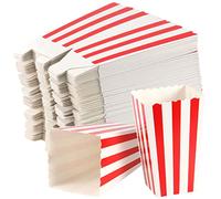 SEUNMUK 120 pacchetti di scatole per popcorn di carta a righe, 280 gsm Mini sacchetti di popcorn di cartone Piccoli contenitori di caramelle di carta