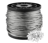 SEUNMUK Cavo in acciaio inossidabile 304 da 1/16", kit di fune metallica da 150 m, cavo metallico rivestito in metallo con manicotto in alluminio da 100 pcsd, nucleo del filo 7x7, resistenza alla