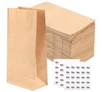 SEUNMUK Confezione da 150 sacchetti di carta marrone, 17 x 9 x 5,5 cm, con 150 adesivi, sacchetti di carta per pane, biscotti e regali