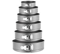 SEUNMUK Set di 6 teglie per torte, tortiere a forma di molla con fondo rimovibile e chiusura in metallo, teglie a base libera per torte e cheesecake - Misure 12/18/20/24/26/28 cm