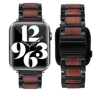 SEURE Compatibile con Apple Watch Cinturino 38mm 40mm 41mm 42mm 44mm 45mm, Uomo Donna Cinturino di Ricambio in Legno Acciaio Inossidabile con Legno di Sandalo per Series SE/8/7/6/5/4/3/2/1