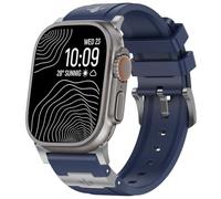 SEURE FKM - Cinturino per Apple Watch Ultra da 49 mm, da uomo, in gomma fluorescente, per attività all'aperto, con fibbia ad ardiglione in acciaio inox, con emblema luminoso di squalo bianco, design