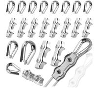 Seutmrou Set di 20 morsetti per fune metallica M2, con 10 morsetti per fune da 2 mm e 10 pezzi, 2 mm, in acciaio inox 304 Duplex morsetto per fune in acciaio, fissaggio