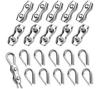 Seutmrou Set di 20 morsetti per fune metallica M4, con 10 morsetti per fune da 4 mm e 10 pezzi, 4 mm, in acciaio inox 304 Duplex morsetto per fune in acciaio, fissaggio
