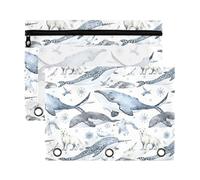 Sevdomey Arctic Animals - Astuccio a 3 anelli con finestra trasparente, confezione da 2 tasche con cerniera, per ufficio, Animali artici, 7.08*9.85 inch, PORTA MATITE