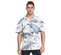 Sevdomey Arctic Animals - Camicia hawaiana da uomo, a maniche corte, con bottoni, casual, perfetta per la spiaggia e l'estate, Animali artici, M
