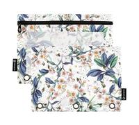 Sevdomey Blossom Peach - Astuccio per matite a 3 anelli con finestra trasparente, confezione da 2 buste con cerniera per ufficio, Pesca Fiore, 7.08 * 9.144 inch, PORTA MATITE