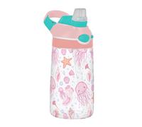 Sevdomey Borraccia per bambini con simpatica medusa con cannuccia, per ragazze e ragazzi, in acciaio inox, isolata a tenuta stagna, 480 ml, per scuola, asilo, viaggi, sport