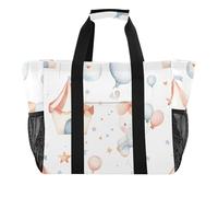 Sevdomey Borsa da spiaggia con animali da circo, grande, impermeabile, in tela, con tasche, da donna, per viaggi, palestra, piscina
