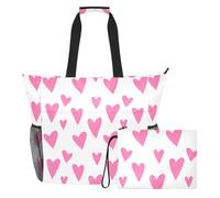 Sevdomey Borsa da spiaggia con cuori, grande, 36 l, con scomparto per asciutto e bagnato, impermeabile, da viaggio, palestra, piscina, nuoto, a prova di sabbia