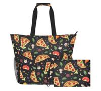 Sevdomey Borsa da spiaggia con sfondo per pizza, 36 l, con scomparto asciutto bagnato, impermeabile, da viaggio, palestra, piscina, nuoto, a prova di sabbia