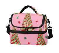 Sevdomey Borsa per il pranzo con alberi di Natale, per donne e uomini, isolata, a doppio strato, 8 l, portatile, per lavoro, picnic, spiaggia, con tracolla imbottita