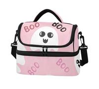Sevdomey Borsa per il pranzo con fantasma carino per donne e uomini, isolata a doppio strato, 8L, portatile, per lavoro, picnic, spiaggia, con tracolla imbottita