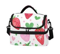 Sevdomey Borsa per il pranzo con fragole rosse, per donne e uomini, isolante, a doppio strato, 8 l, portatile, per lavoro, picnic, spiaggia, con tracolla imbottita