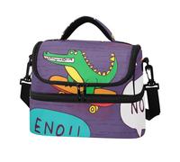 Sevdomey Borsa per il pranzo con motivo coccodrilli, per donne e uomini, isolante, a doppio strato, 8 l, portatile, per lavoro, picnic, spiaggia, con tracolla imbottita