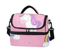 Sevdomey Borsa per il pranzo con unicorni, per donne e uomini, isolata, a doppio strato, 8 l, portatile, per lavoro, picnic, spiaggia, con tracolla imbottita