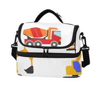 Sevdomey Borsa per il pranzo con veicoli da costruzione, per donne e uomini, isolata, a doppio strato, 8 l, portatile, per lavoro, picnic, spiaggia, con tracolla imbottita