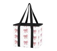Sevdomey Borsa per la spesa riutilizzabile con fiocchi a pois, grande, resistente, impermeabile, pieghevole, con fondo rimovibile, per bagagliaio auto, picnic, campeggio