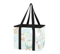 Sevdomey Borsa per la spesa riutilizzabile con simpatici animali per bambini, grande, resistente, impermeabile, pieghevole, con fondo rimovibile, per bagagliaio auto, picnic, campeggio