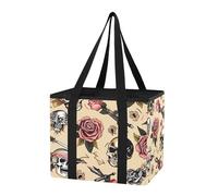 Sevdomey Borsa per la spesa riutilizzabile con tatuaggi Old School, grande, resistente, impermeabile, pieghevole, con fondo rimovibile, per bagagliaio auto, picnic, campeggio