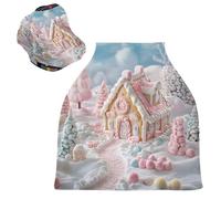 Sevdomey Candy Gingerbread Houses Nursing Car Seat Cover per neonati e neonati, multiuso, morbido e traspirante - Coprisedili per auto - Sciarpa per allattamento