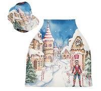 Sevdomey Christmas Streets - Coprisedile per auto per neonati, multiuso, morbido, traspirante, per allattamento, coprisedia per auto, sciarpa per allattamento