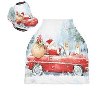 Sevdomey Coprisedile per auto con Babbo Natale ad acquerello, per neonati, multiuso, morbido e traspirante, per allattamento, coprisedia per auto, sciarpa per allattamento